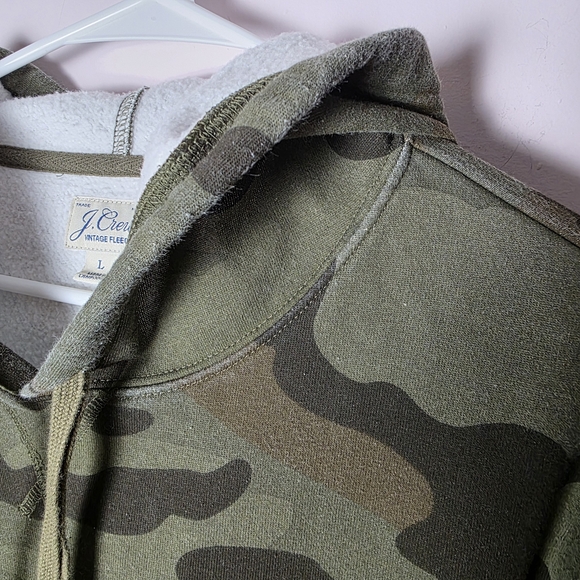 J.Crew Vintage Fleece Camo Hoodie Pullover Women’s Large - Picture 3 of 7